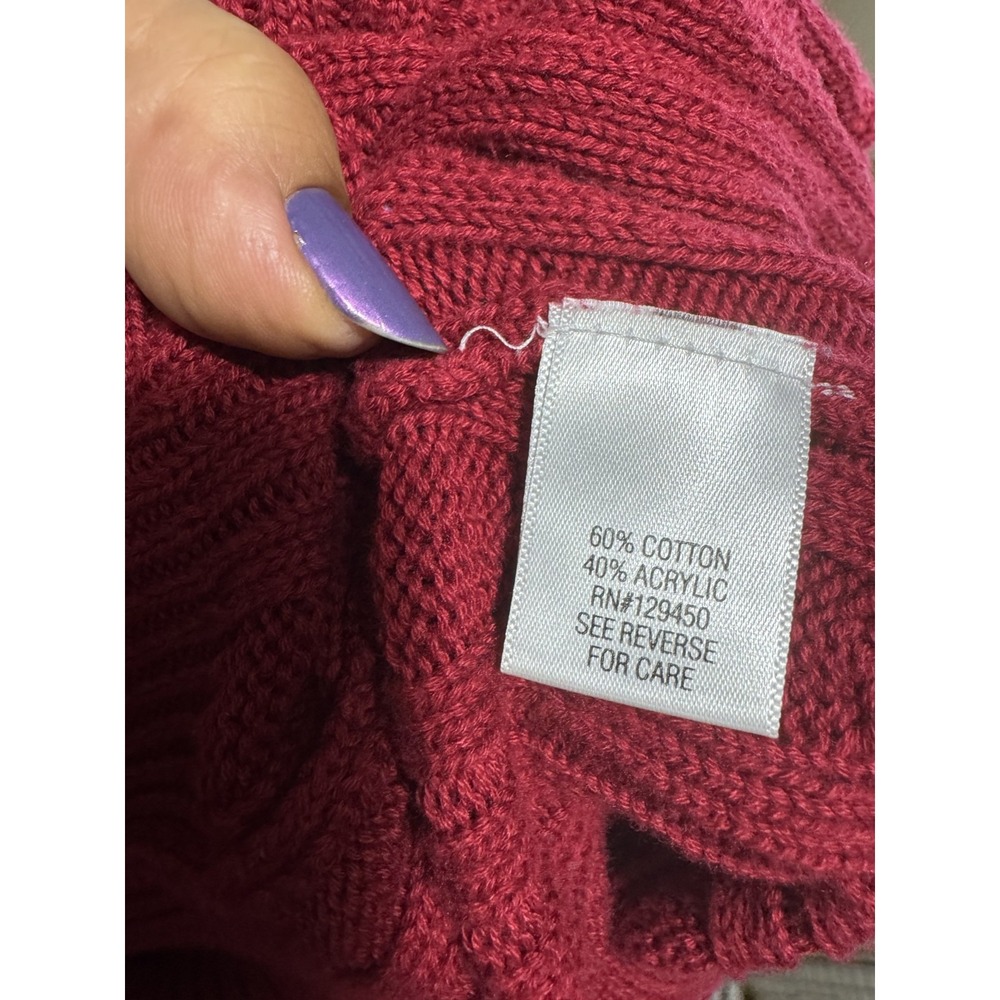 Croft & Barrow Red Cable Knit Cardigan Sweater Womens Sz M Shawl Collar Academia - Picture 9 of 11